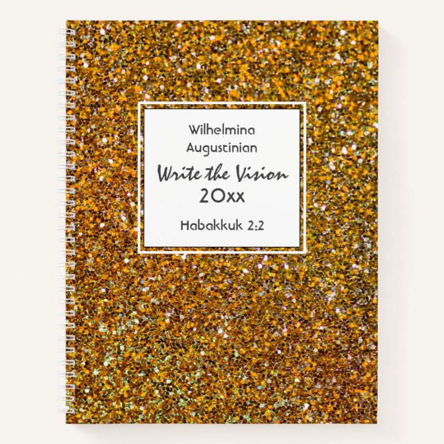 Christian WRITE THE VISION Customizable FAUX GOLD Notebook (Front)