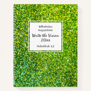 Christian WRITE THE VISION Customizable GREEN Notebook
