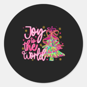 Christian Xmas Tree Holiday Christmas Joy To The W Classic Round Sticker