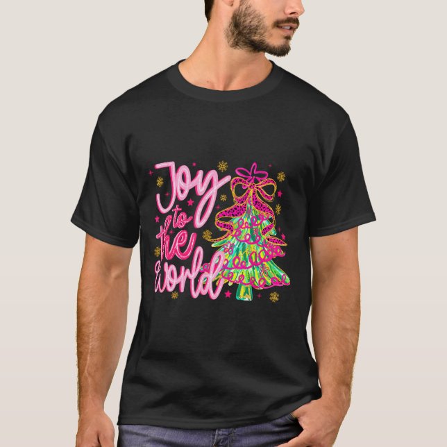 Christian Xmas Tree Holiday Christmas Joy To The W T-Shirt (Front)