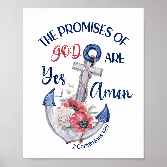 Christian Yes And Amen Bible  2 Corinthians 1:20 Poster (Front)
