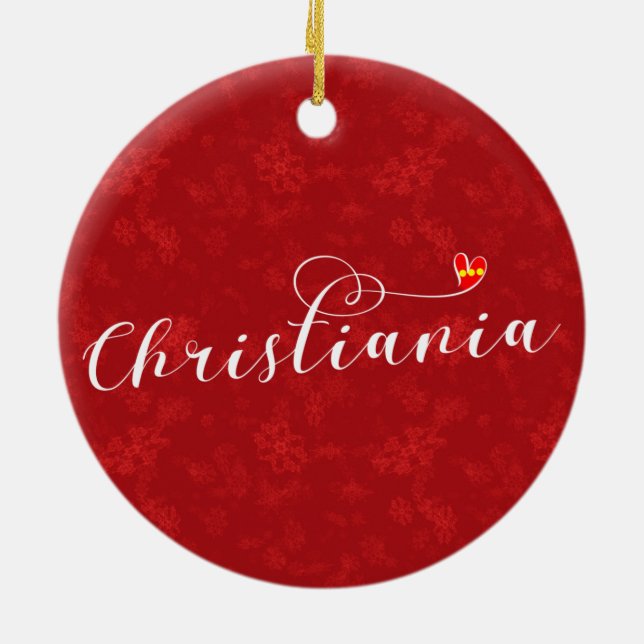 Christiania Flag Heart, Fristaden Christiania Ceramic Ornament (Back)