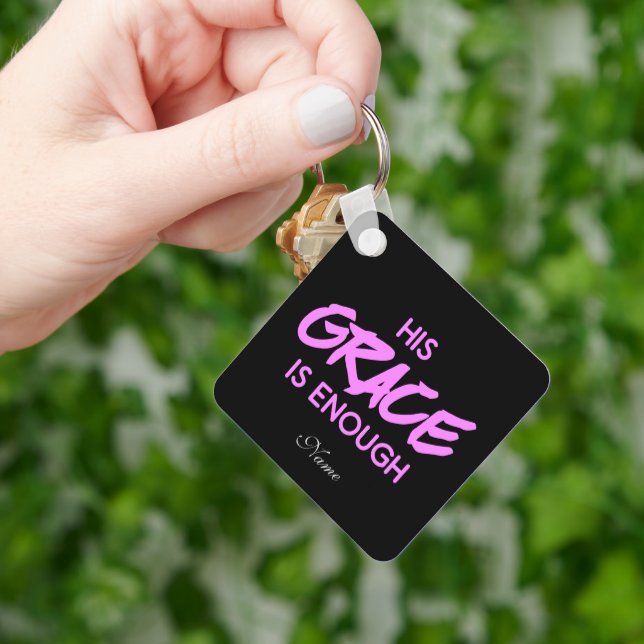 Christianity bible his grace is enough in pink keychain (Hand)
