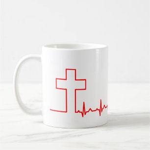 Christians Cross Heartbeat Life EKG ECG Coffee Mug