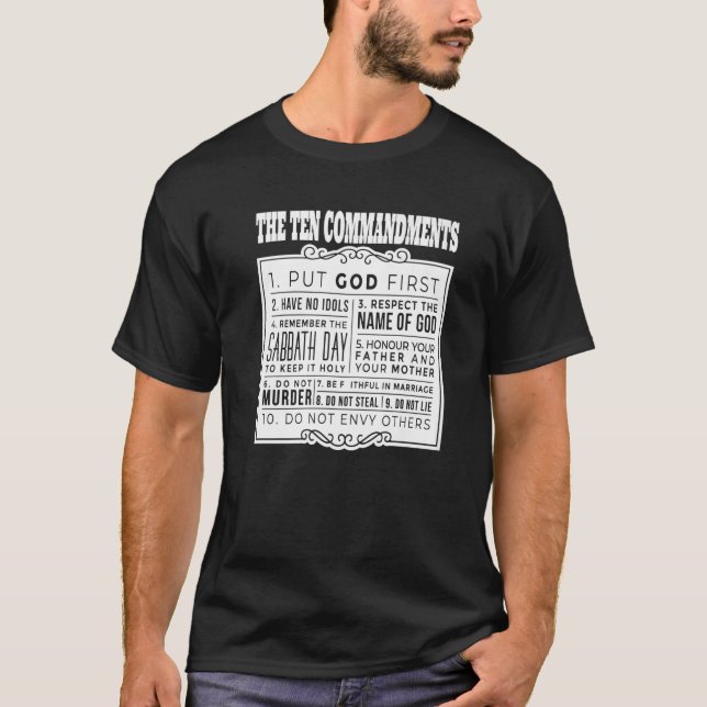 Christians God Moses Religion Bible The Ten Comman T-Shirt (Front)