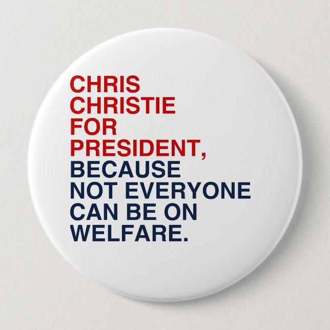 CHRISTIE 2016 WELFARE 4 INCH ROUND BUTTON (Front)