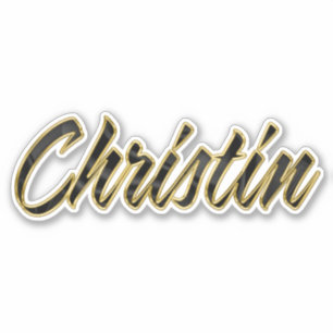 Christin black gold lettering Sticker