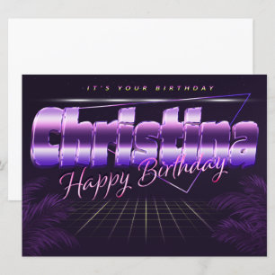Christina Name First name lila retro Map Birthday Card