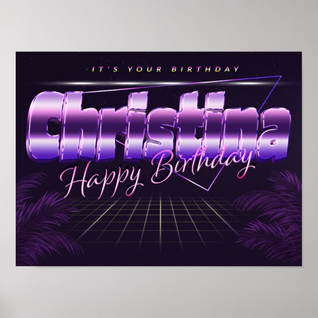 Christina Name First name retro Poster Birthday (Front)