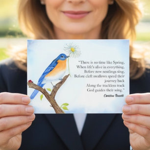 Christina Rossetti "Spring" Poem with Bluebird Postcard