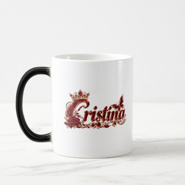 Christina Ruby Crystal Luxury Name Magic Mug (Left)