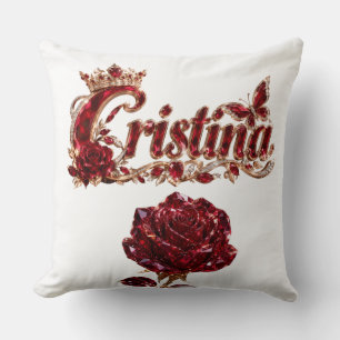 Christina Ruby Crystal Luxury Name Throw Pillow