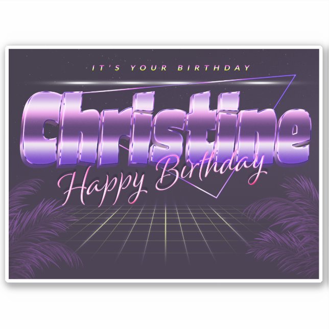 Christine Name First name retro Sticker Birthday (Front)