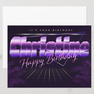 Christine prénom carte rétro lilas anniversaire