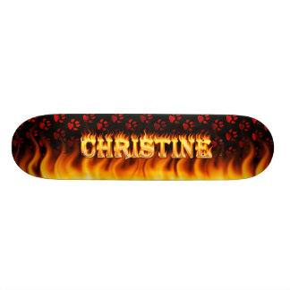 Christine skateboard fire and flames design