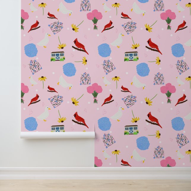 Christine's Garden Cottagecore pink Wallpaper (Application)