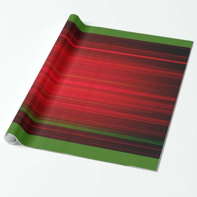 Christma Red Lines With Lime Green Design Wrapping Paper (Unrolled)