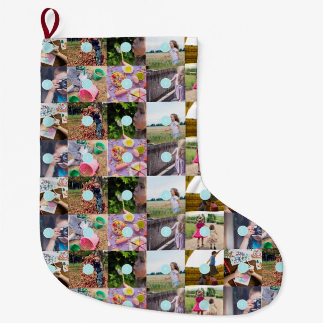 Christmas 10 Photos Collage Personalized Large Christmas Stocking (Front)