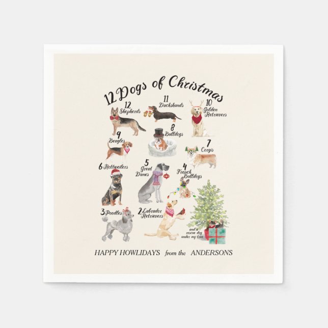 Christmas 12 Dogs of Christmas Party Signature Napkin (Front)
