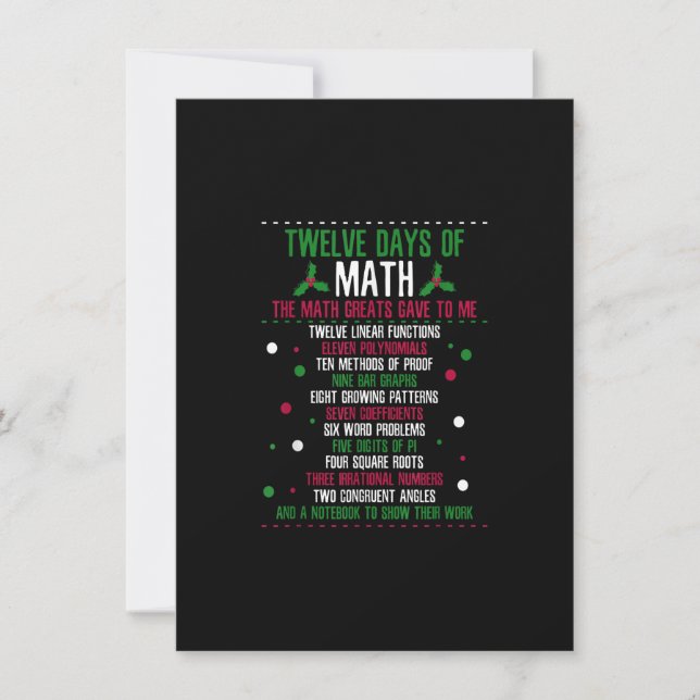 Christmas 12days of Math Invitation (Front)