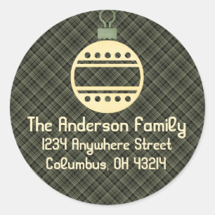Christmas 1 : Ornament 3 Round Return Address Classic Round Sticker
