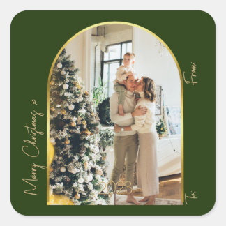 Christmas 1 Photo Arch Family Merry Christmas Square Sticker