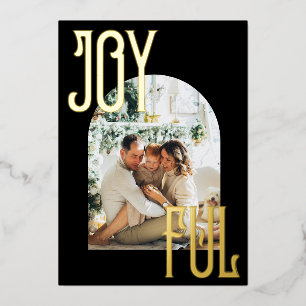 Christmas 1 photo arch gold foil holiday card