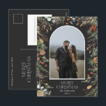 Christmas 1 photo arch watercolor botanical floral holiday postcard<br><div class="desc">Mery Christmas modern elegant watercolor dried botanical floral muted colours holiday arch 1 photo Christmas postcard.</div>