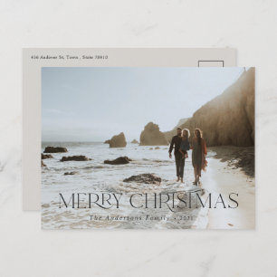 Christmas 1 photo modern typography gray elegant postcard