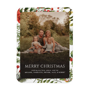 Christmas 1 Photo Watercolor Botanical Berries Magnet