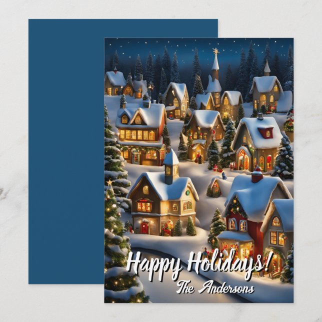 Christmas 1 Village, Happy Holidays,Christmas card (Front/Back)