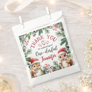 Christmas 1st Birthday  Cute Squirrel Winter  Favour Bag