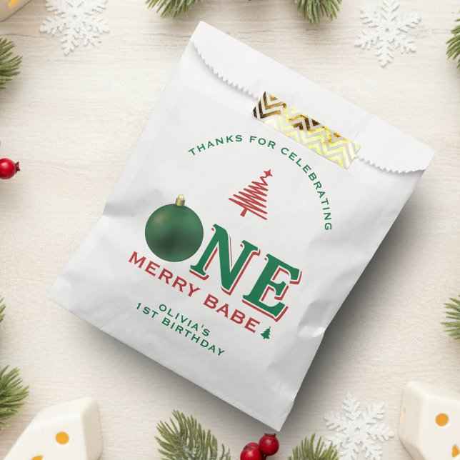 Christmas 1st Birthday Party Merry Ornament Favour Bag (Christmas 1st Birthday Party Merry Ornament Favor Bag
)
