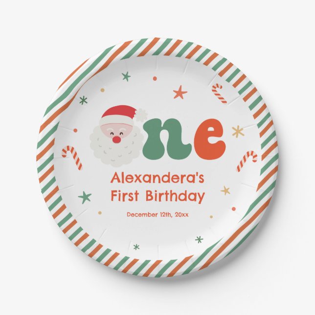  Christmas 1st Birthday Party  Paper Plate (Front)