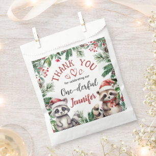 Christmas 1st Birthday Winter Woodland Cute Favour Bag