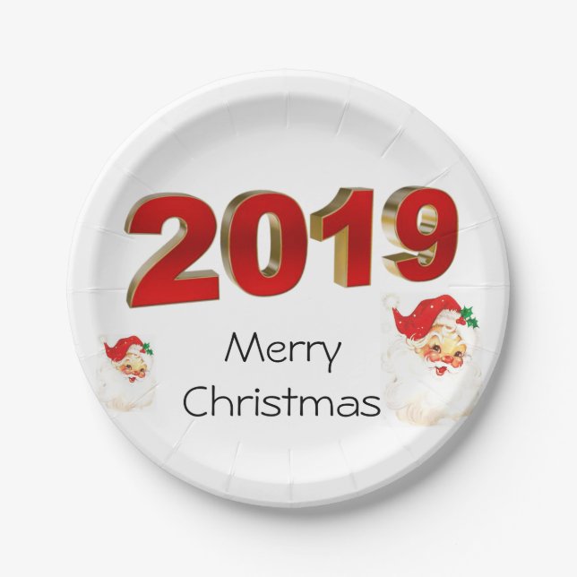 Christmas 2019 Merry Christmas Paper Plate (Front)