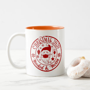 Christmas 2020 Masked & Marry   Santa Clause Two-Tone Coffee Mug