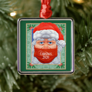 Christmas 2020 Santa Claus in Mask Metal Ornament