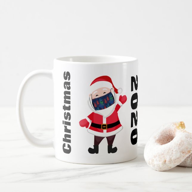 Christmas 2020 Santa Ugly Sweater Face Mask Coffee Mug (With Donut)
