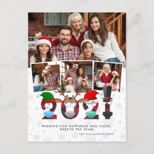 Christmas 2021   Funny Grumpy Face Masks 4 Photos Postcard
