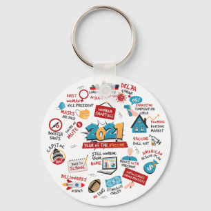 Christmas 2021 Pandemic Vaccine Year Memorabilia Keychain