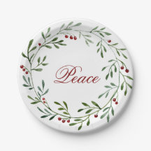Christmas 2021 Peace Wreath Paper Plate