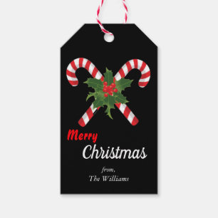 christmas 2022 candy cane sweet red white - Green Gift Tags