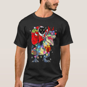 Christmas 2022 Cat Santa Riding Dinosaur Rex Chris T-Shirt