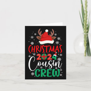 Christmas 2024 Cousin Crew Reindeer Xmas Santa Hat Card