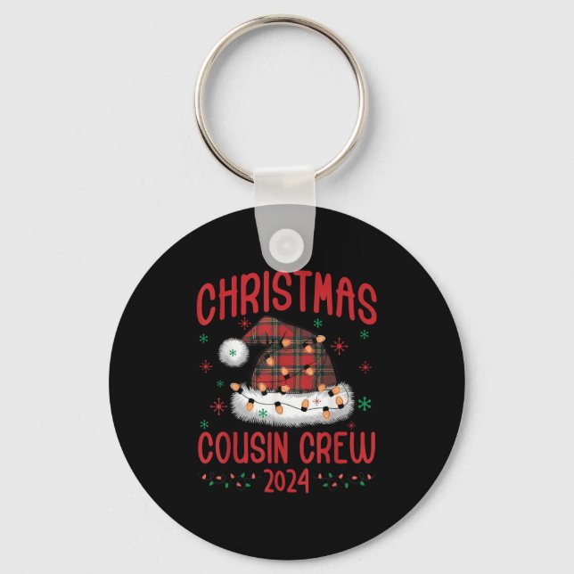 Christmas 2024 Cousin Crew Xmas Lights Santa Hat P Keychain (Front)