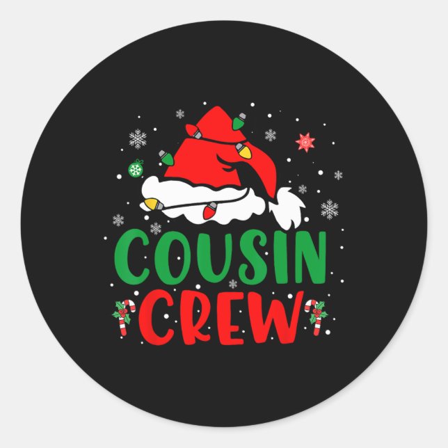 Christmas 2024 Cousin Crew Xmas Santa Hat Pyjamas  Classic Round Sticker (Front)