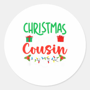 Christmas 2025 Cousin Crew Pajama Xmas Lights Fami Classic Round Sticker