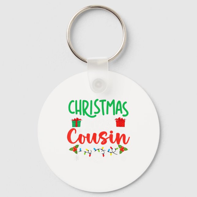 Christmas 2025 Cousin Crew Pajama Xmas Lights Fami Keychain (Front)