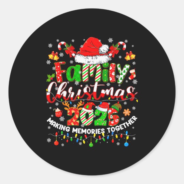 Christmas 2025 Pajamas Pjs Family Matching Outfit  Classic Round Sticker (Front)